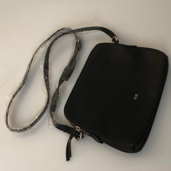 NEW - N28 Crossbody bag - Vegan leather - Black with silver hardware - Picture 2 of 6